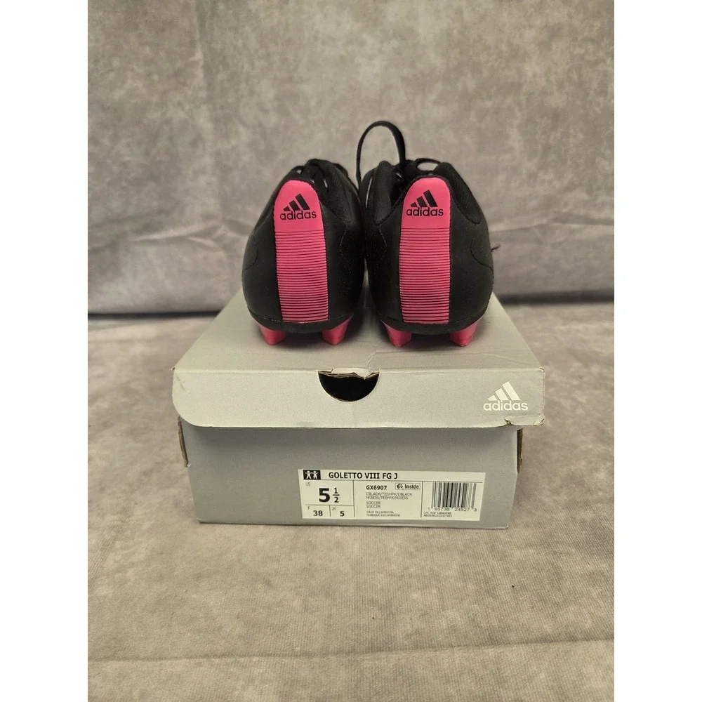 Adidas Girls 5.5 Blk/pnk Cleats Tried On - Picture 4 of 5
